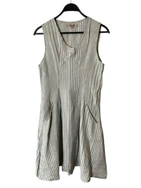 FLAX 100% Linen Striped Sleeveless Dress